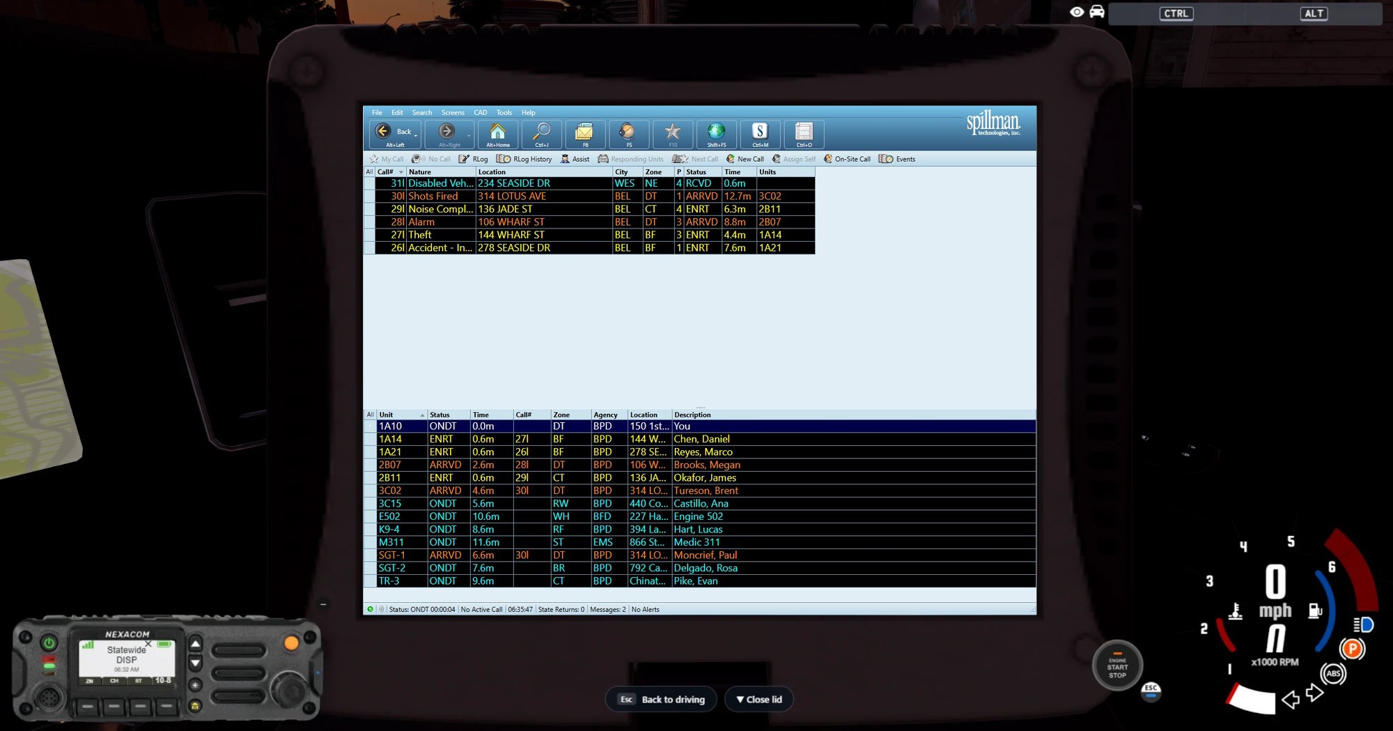 Spillman Flex recreated on the in-game laptop